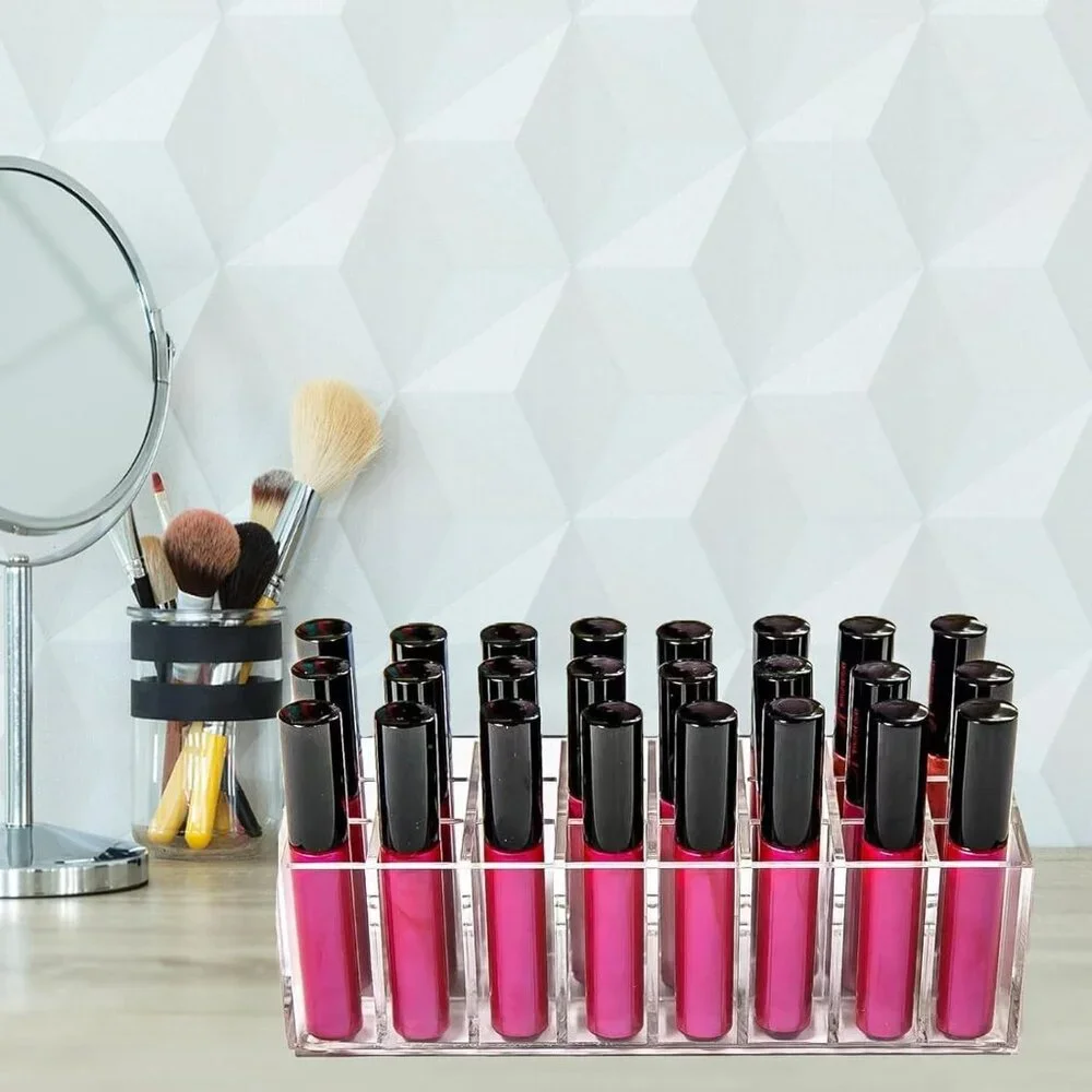 Lipstick Organizer 24 Slot Lipstick Holder Display Rack Clear Mascara Holder
